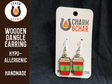 Christmas Peppermint Coffee Dangle Earring - Christmas Fashion Earring - Dangle Earring - Charm and Char